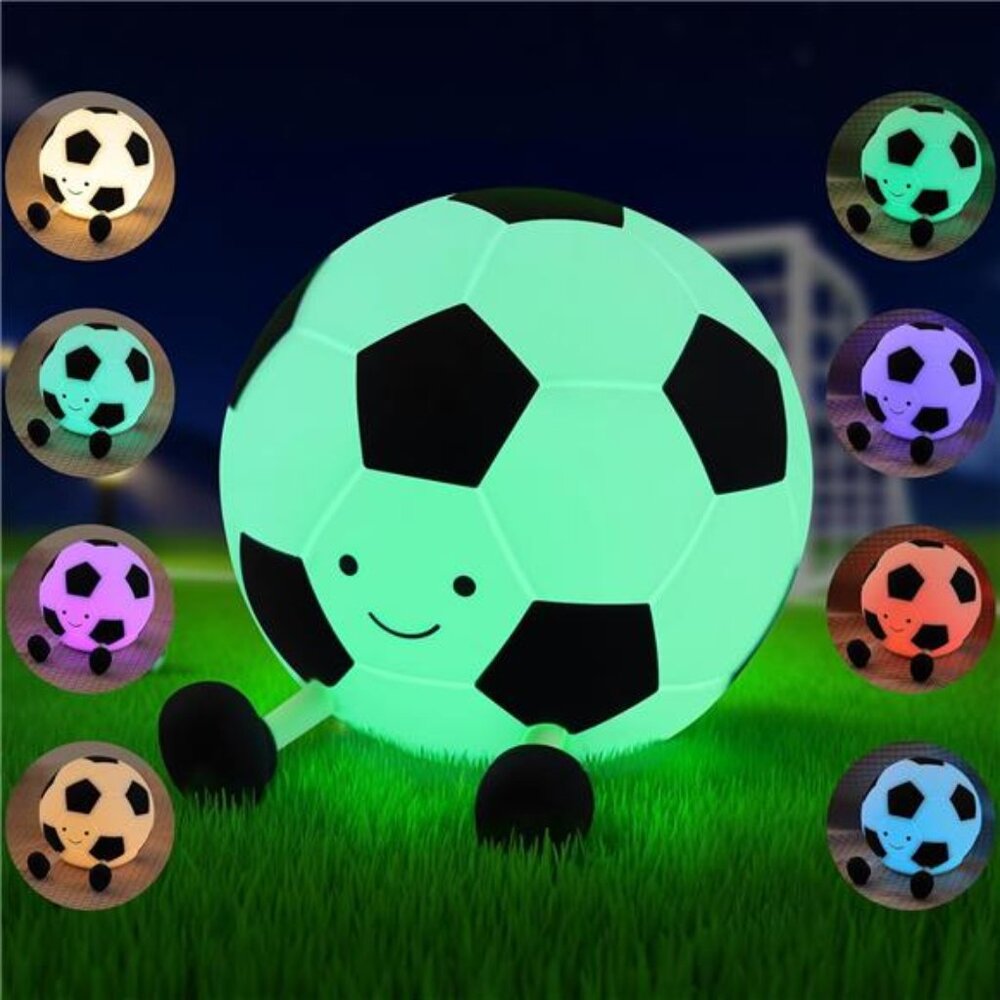 Soccer Silicone Night Light for Kid, Rechargeable Night Lights with 7